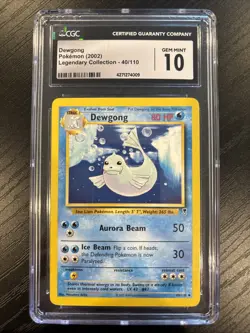 2002 Pokemon Legendary Collection #40 Dewgong CGC 10 GEM MINT POP 17! WIZ LABEL! - Image 1