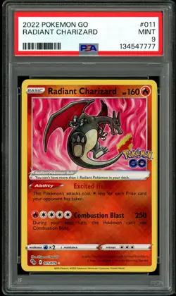 PSA 9 MINT Radiant Charizard 011 Pokemon Go Pokemon Card - Image 1