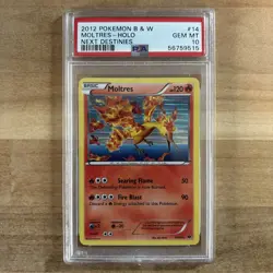 PSA 10 Gem Mint Moltres 14 Holo Rare Pokemon 2012 Black & White Next Destinies - Image 1