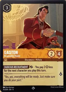 10/204 GASTON DESPICABLE DEALER URSULAS RETURN SUPER RARE DISNEY LORCANA CARD - Image 1