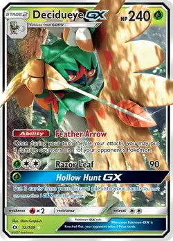 Decidueye GX 12/149 Sun & Moon Pokemon Card NM - Image 1