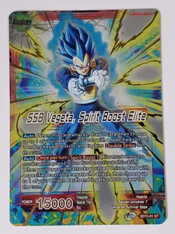 DRAGON BALL SSB VEGETA SPIRIT BOOST ELITE CARD HOLO FOIL SD15-01 BANDAI JAPAN - Image 3