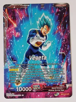 DRAGON BALL SSB VEGETA SPIRIT BOOST ELITE CARD HOLO FOIL SD15-01 BANDAI JAPAN - Image 4