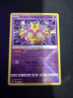 Pokemon TCG Radiant Alakazam 059/195 Silver Tempest Holo Radiant Rare - Image 1