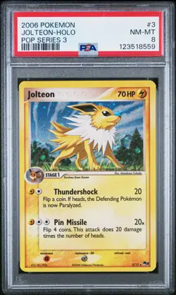 Pokemon Jolteon Holo Pop Series 3 3/17 PSA 8 NM-MT - Image 1