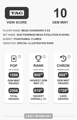 Pokemon Mega Charizard Ex 125/094 Pokemon Phantasmal Flames SIR English TAG 10 - Image 3