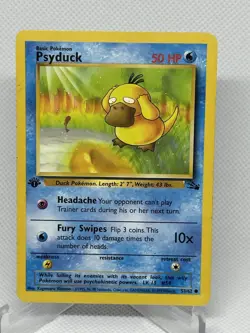 Fossil Pokemon TCG Psyduck 1999 53/62 1st Edition Vintage Fossil - Image 1