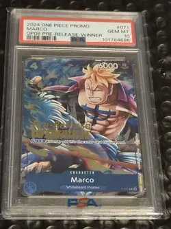 2024 One Piece Promo Marco - OP08 Pre-Release Winner P-071 PSA 10 - Image 1