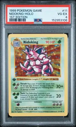 1999 Pokemon 1st Edition 11 Nidoking Holo PSA 4 152953106 - Image 1