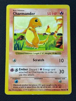 Shadowless - Charmander - Base Set - 46/102 - Vintage Pokemon Card - Image 1