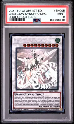 Crystal Clear Wing Synchro Dragon LED8-EN005 1st Ed-ghost Rare Yugioh PSA 9 *518 - Image 1