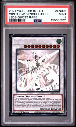 Crystal Clear Wing Synchro Dragon LED8-EN005 1st Ed-ghost Rare Yugioh PSA 9 *521 - Image 1
