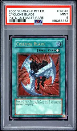 Cyclone Blade POTD-EN043 1st Edition-ultimate Rare Yugioh PSA 9 *852 - Image 1