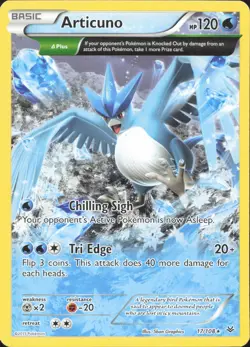Articuno 17/108 Rare Roaring Skies Pokemon Moderately Played - Image 1