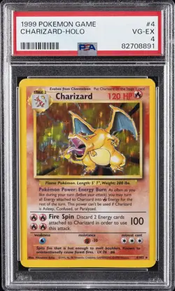 1999 POKEMON BASE SET UNLIMITED #4 CHARIZARD-HOLO PSA 4 - Image 1