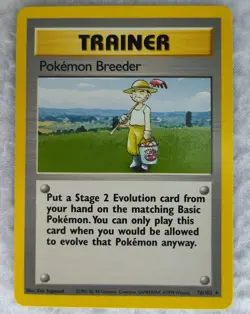 Pokemon TCG Pokemon Breeder 76/102 Base Set Rare Trainer Non Holo Vintage 1999 - Image 1