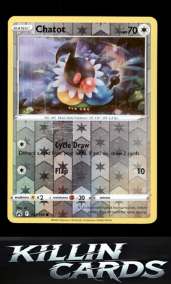 Reverse Holofoil Chatot 112/159 Pokemon Common Crown Zenith Card NM - Image 1