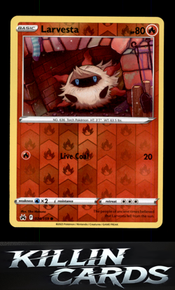 Reverse Holofoil Larvesta 024/159 Pokemon Common SWSH: Crown Zenith Card NM - Image 1