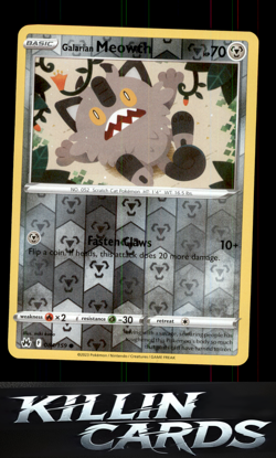 Reverse Holofoil Galarian Meowth 084/159 Pokemon Common SWSH: Crown Zenith Card - Image 1