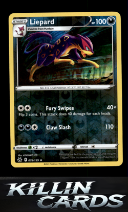 Reverse Holofoil Liepard 078/159 Pokemon Rare SWSH: Crown Zenith Card NM - Image 1