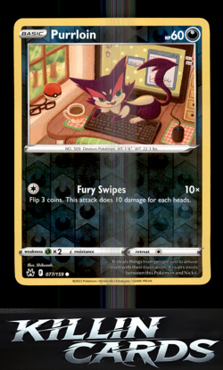 Reverse Holofoil Purrloin 077/159 Pokemon Common SWSH: Crown Zenith Card NM - Image 1