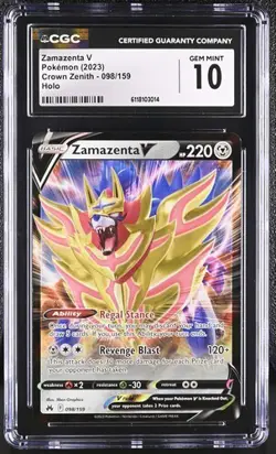 ✨✨ CGC 10 Zamazenta V 098/159 Crown Zenith Double Rare Pokemon Card - Image 1