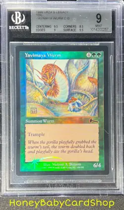 MTG Urza's Legacy Foil 1999 Yavimaya Wurm BGS 9.0 MINT Silver Age Staple - Image 1