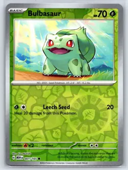 BULBASAUR 001/165 REVERSE HOLO MISCELLANEOUS CARDS & PRODUCTS POKEMON NEAR MINT - Image 1