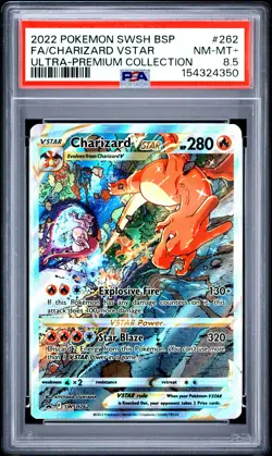 2022 POKEMON SWSH BLACK STAR PROMO #262 FULL ART/CHARIZARD VSTAR PSA 8.5 - Image 1