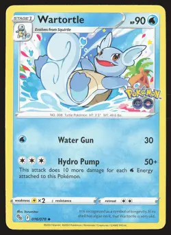 Pokemon GO Wartortle #016/078 Uncommon Pokemon Card - Image 1