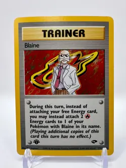 Pokemon Trainer Card 1st Edition Blaine Gym Challenge 17/132 Vintage Holo Rare - Image 1