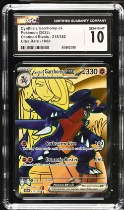 ✨✨ CGC 10 Cynthia’s Garchomp ex 215/182 Full Art Pokemon 2025 Destined Rivals - Image 1