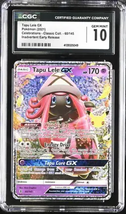 ✨✨✨ CGC 10 Tapu Lele GX 60/145 Classic Collection Pokemon Celebrations - Image 1