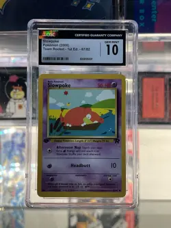 CGC GEM MINT 10 Pokemon Slowpoke 67/82 2000 Team Rocket 1st Edition - Image 1