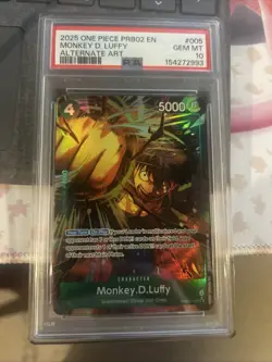 One Piece Monkey D Luffy Prb02-005 Alternate Art Psa 10 - Image 1