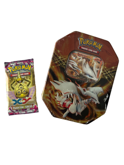 2012 Pokemon Reshiram EX Black & White Tin TCG & 1 pack Phantom Forces 10 cards - Image 1