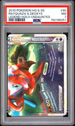 POKEMON HEARTGOLD & SOULSILVER UNDAUNTED #90 RAYQUAZA & DEOXYS LEGEND-HOLO PSA 7 - Image 1