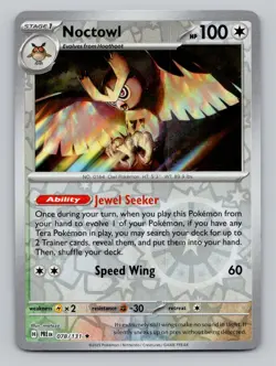 Noctowl 078/131 Rare Prismatic Evolutions Pokemon Reverse Holo Near Mint - Image 1