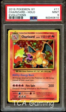 PSA 9 MINT Charizard 11/108 HOLO RARE XY Evolutions Pokemon Card 610 - Image 1