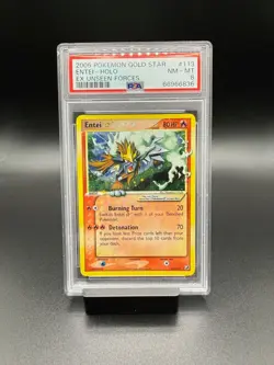 2005 POKEMON EX UNSEEN FORCES GOLD STAR #113 ENTEI-HOLO PSA 8 - Image 1