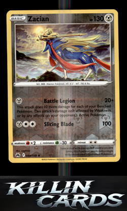 Reverse Holofoil Zacian 094/159 Pokemon Holo Rare SWSH: Crown Zenith Card NM - Image 1