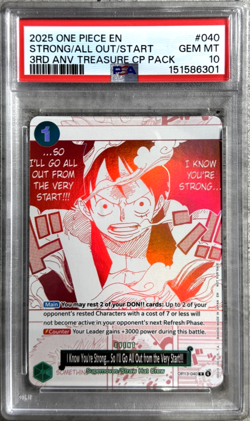 One Piece I Know You're Strong, Go All Out Foil PSA 10 3rd Anv OP13-040 2025 (1) - Image 1