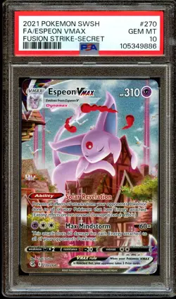 PSA 10 GEM MINT Espeon VMAX 270/203 ALTERNATE ART Fusion Strike Pokemon Card 886 - Image 2