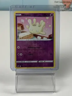 SHIPS SAME DAY Pokemon Card Milcery 086/192 Reverse Holo Basic Psychic Type 2020 - Image 1