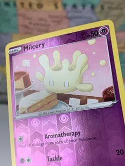SHIPS SAME DAY Pokemon Card Milcery 086/192 Reverse Holo Basic Psychic Type 2020 - Image 3