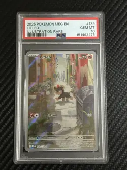 Litleo Illustration Rare Pokemon Meg En-Mega Evolution 139 NM PSA 10 - Image 1