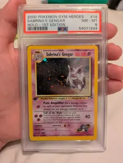 2000 POKEMON GYM HEROES HOLO-1ST ED #14 SABRINA'S GENGAR PSA 8 💜 - Image 1