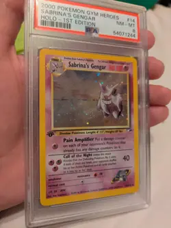 2000 POKEMON GYM HEROES HOLO-1ST ED #14 SABRINA'S GENGAR PSA 8 💜 - Image 5