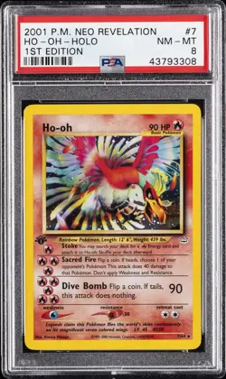 2001 POKEMON NEO REVELATION 1ST EDITION #7 HO-OH-HOLO PSA 8 - Image 1