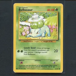 Pokemon TCG Bulbasaur 044/102 WotC Base Set Regular Common Card EN-MP 1999 - Image 1